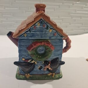 Sakura China Christmas Birdhouse Mini Teapot Collector Series by Debbie Mumm  